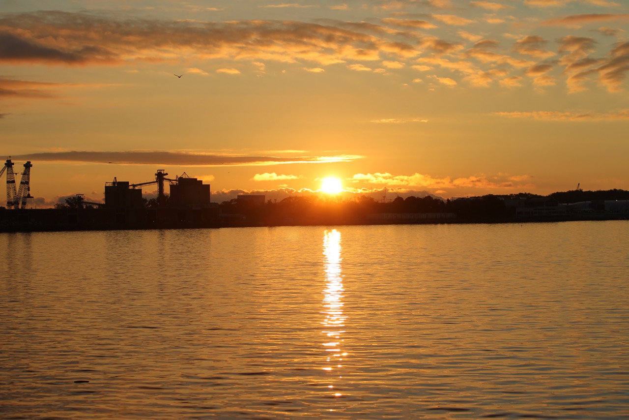 A view of the sunrise from Corus Quay