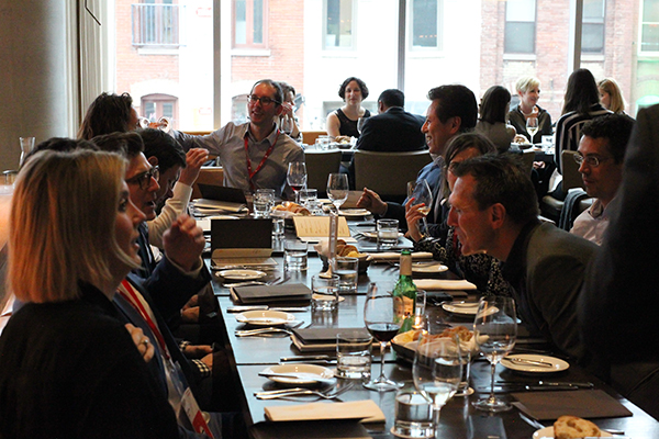 Guests take their seats with a view of Toronto’s skyline