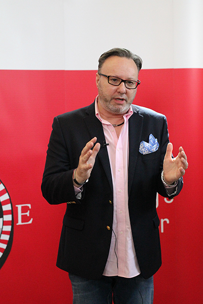 Ian Chapman-Banks, CEO & Co-Founder, SQREEM Technologies, gives an interview after his Q&A on stage