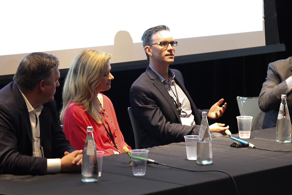 Panelist Drew Bradstock responds to a question from the audience
