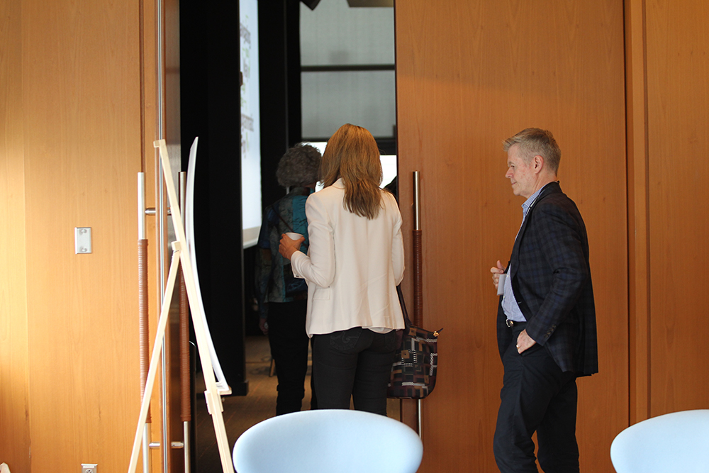 Delegates head into the Corus Quay theatre for the presentation