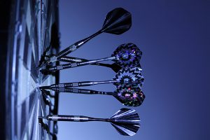 Darts on dartboard