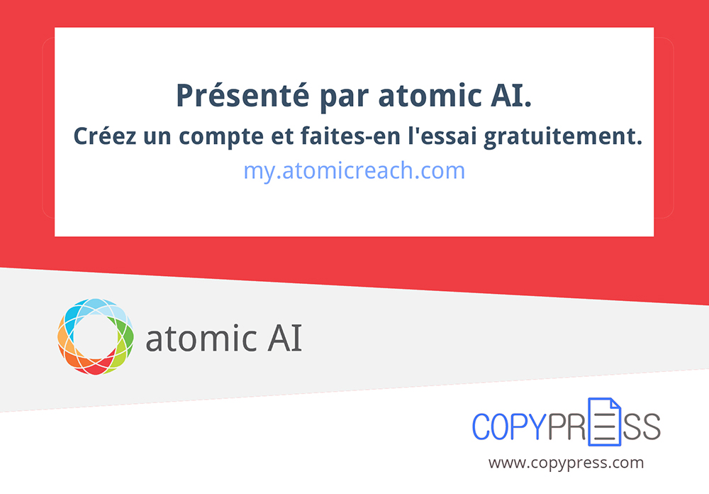 Présenté par atomic AI. Créez un compte et faites-en l'essai gratuitement. my.atomicreach.com